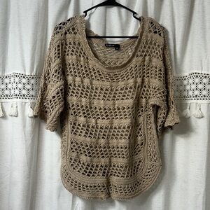 Allen B. By Allen Schwartz Beige Crochet Top